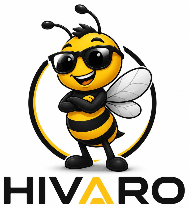 Buzz, the Hivaro mascot bee, holding a wrench